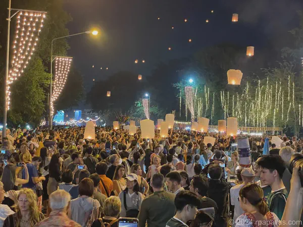 Chiang Mai, Thailand. Lantern Festival - Flying of paper lanterns.